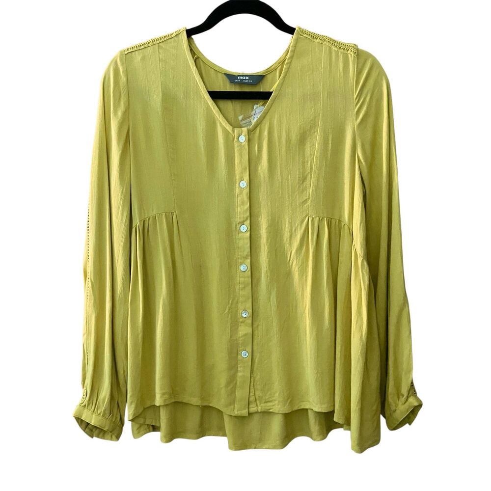 NWOT Max long sleeve button down peasant blouse